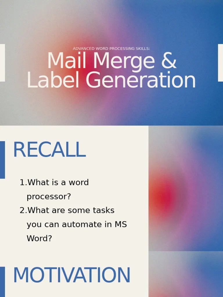 3.2 Advanced Word Processing Skills Mail Merge | PDF | Microsoft Word ...