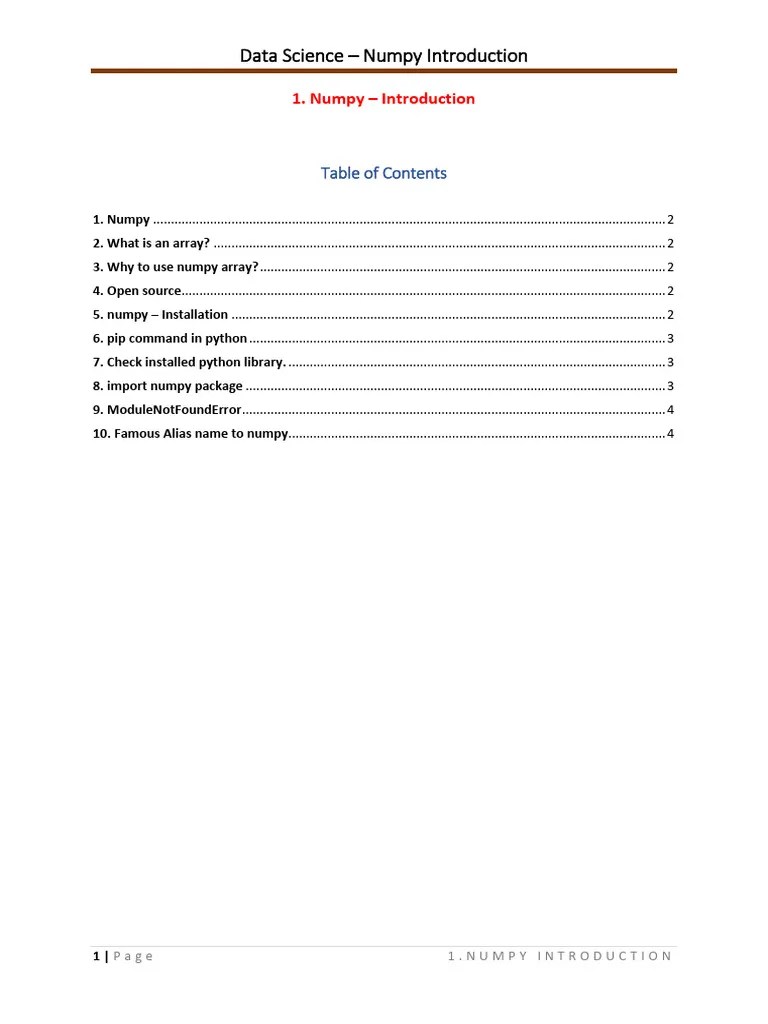 1. NUMPY - INTRODUCTION | PDF | Computer Science | Software Engineering