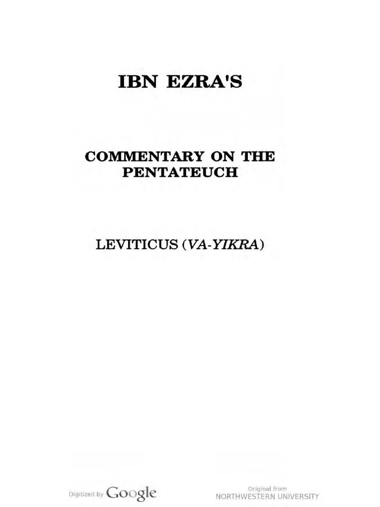 Ibn Ezras Commentary On The Pentateuch Leviticus (Va-Yikra) (Abraham ...