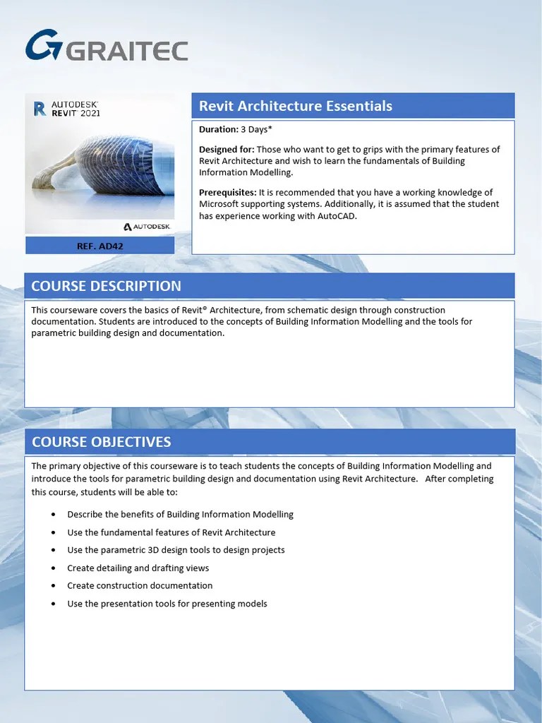 Ad42 Revit Architecture Training Essentials | PDF | Autodesk Revit ...