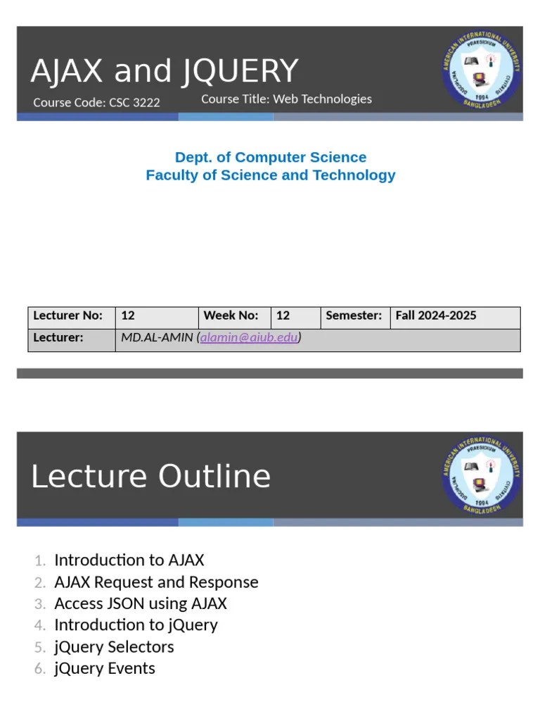 Week12 Theory | PDF | J Query | Ajax (Programming)