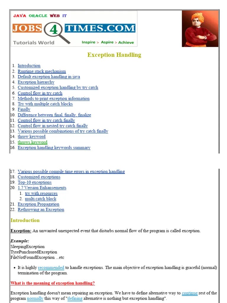 Exception Handling | PDF | Control Flow | Java (Programming Language)