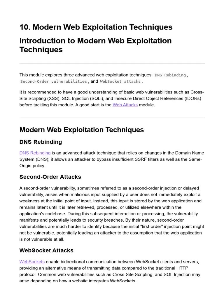10. Modern Web Exploitation Techniques - @CyberFreeCourses | PDF ...