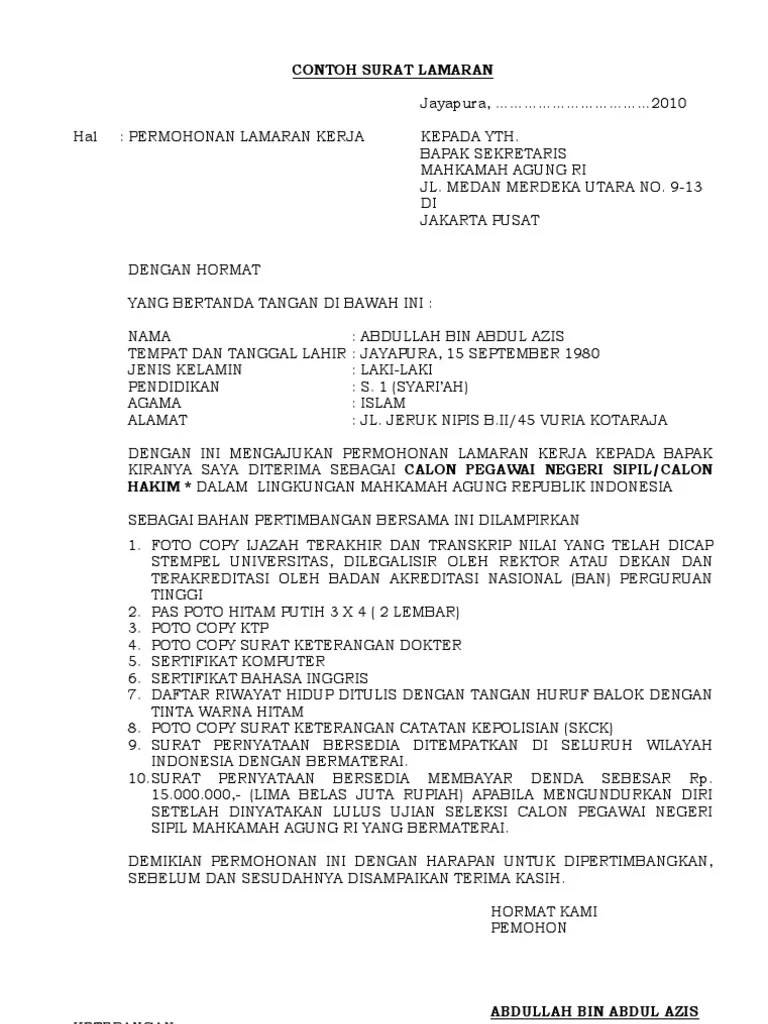 Contoh Surat Pernyataan Cpns Kejaksaan Cute766