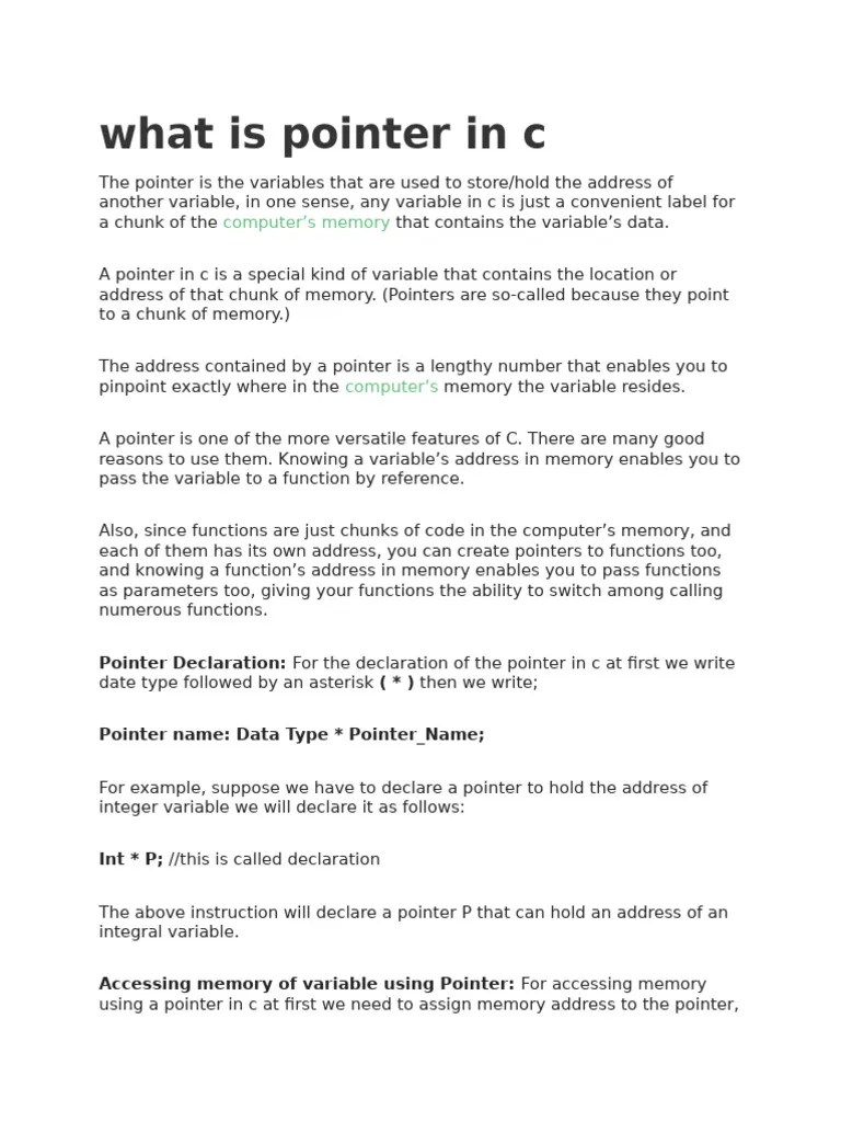 POINTERS | PDF | Pointer (Computer Programming) | Integer (Computer ...
