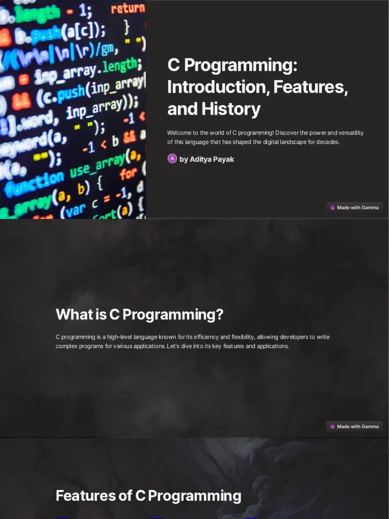 C Programming Introduction Features And History | PDF | Computer ...