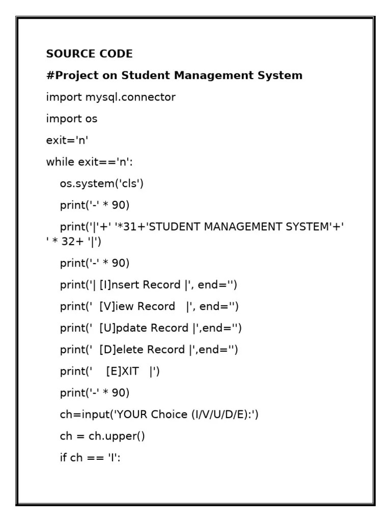 8. STUDENT MANAGEMENT SOURCE CODE | PDF | Computer Programming | Computing