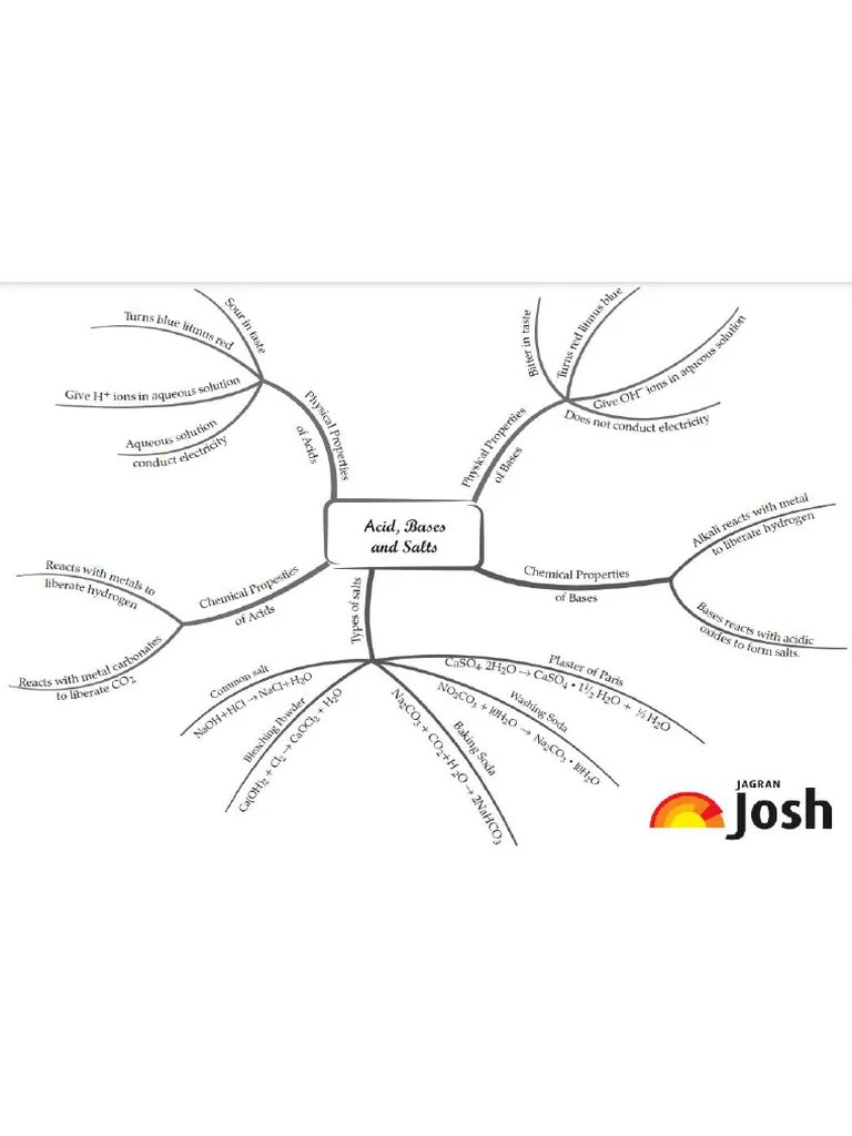 Cbse Class 10 Science Chapter 2 Acids Bases And Salts Mind Map | PDF