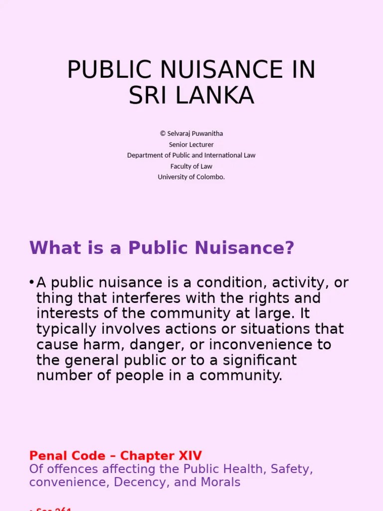 Public Nuisance In Sri Lanka | PDF | Nuisance | Criminal Procedure In South Africa