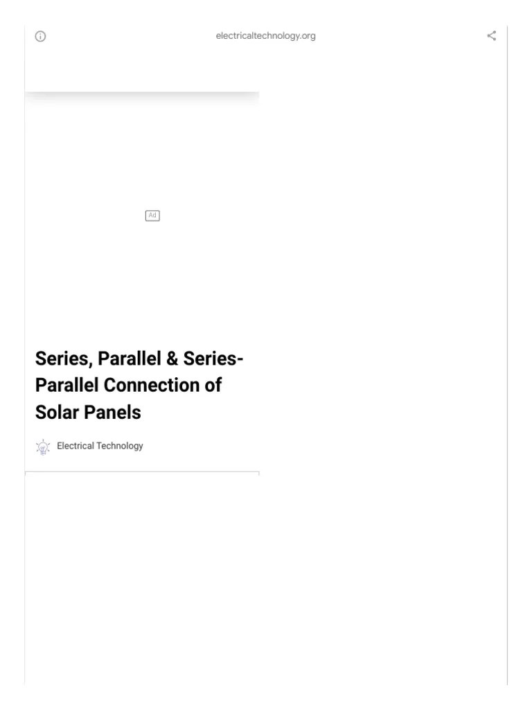 Series, Parallel & Series-Parallel Connection Of PV Panels | PDF