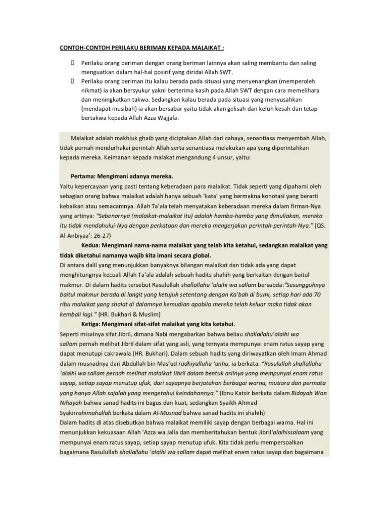 Sebutkan Contoh Perilaku Beriman Kepada Malaikat Dalam Kehidupan Sehari  Hari - Revisi Id