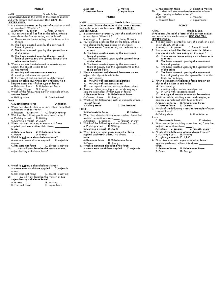 Force Pdf Force Friction