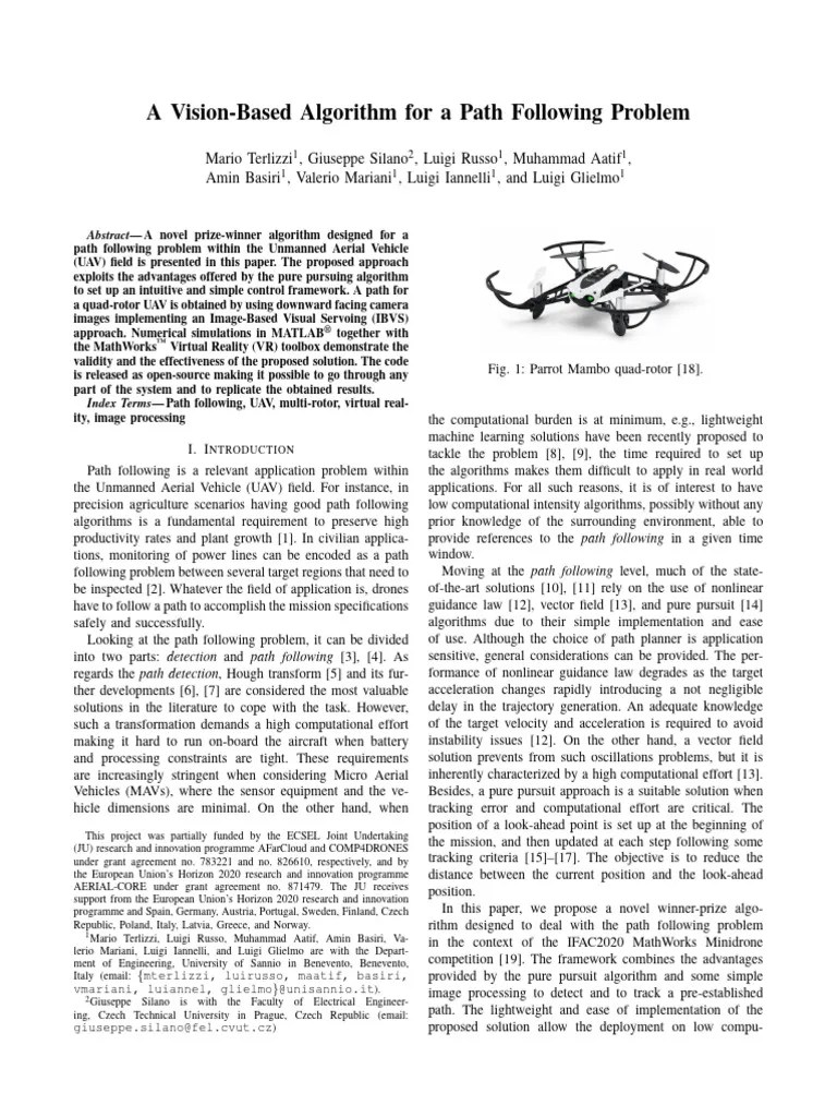 A Vision Based Algorithm For A Path Following Problem | PDF | Unmanned ...