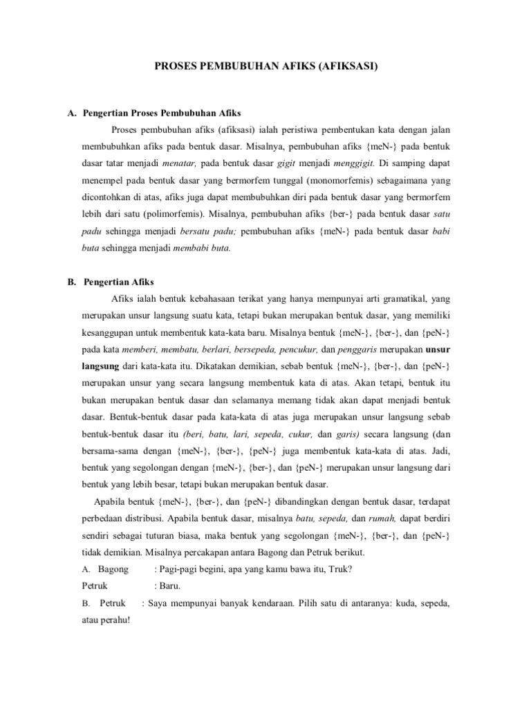 Tugas Kelompok Morfologi (Afiksasi) | PDF
