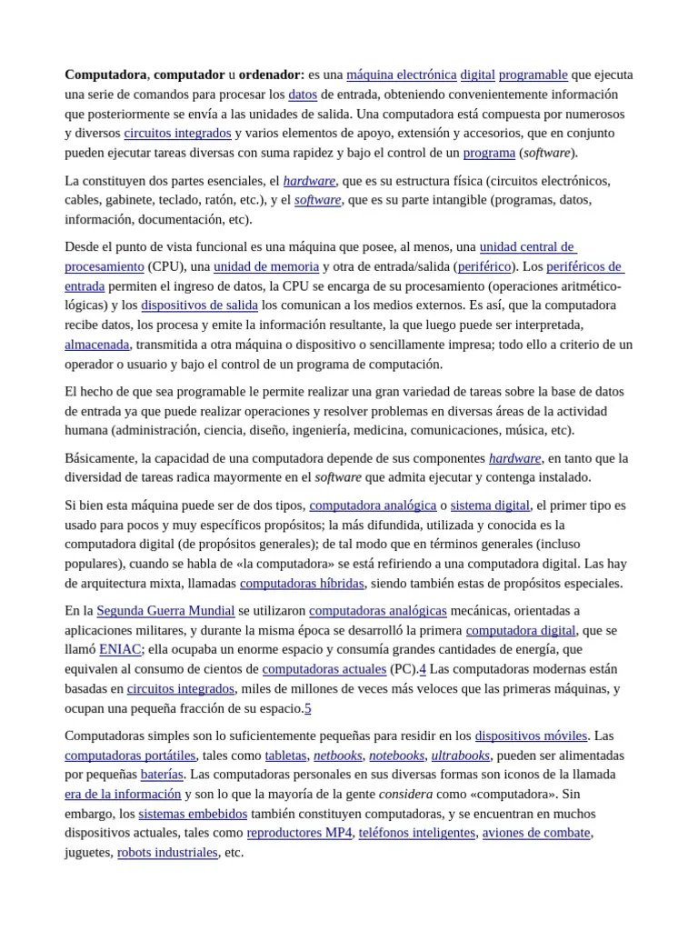 Computadora | PDF | Periférico | Hardware De La Computadora