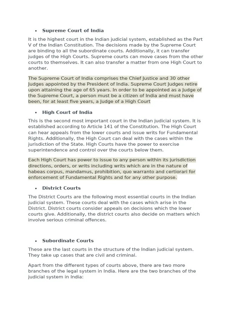 Courts In India | PDF | Supreme Courts | Writ