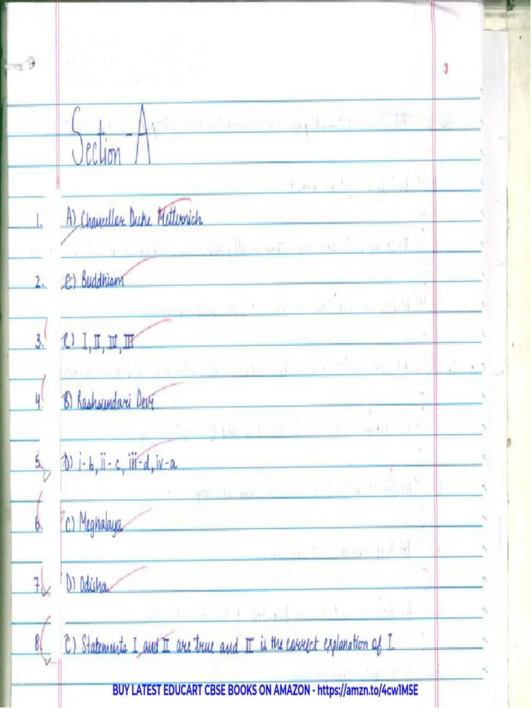 2024 CBSE 10 SST Topper Answer Sheet | PDF