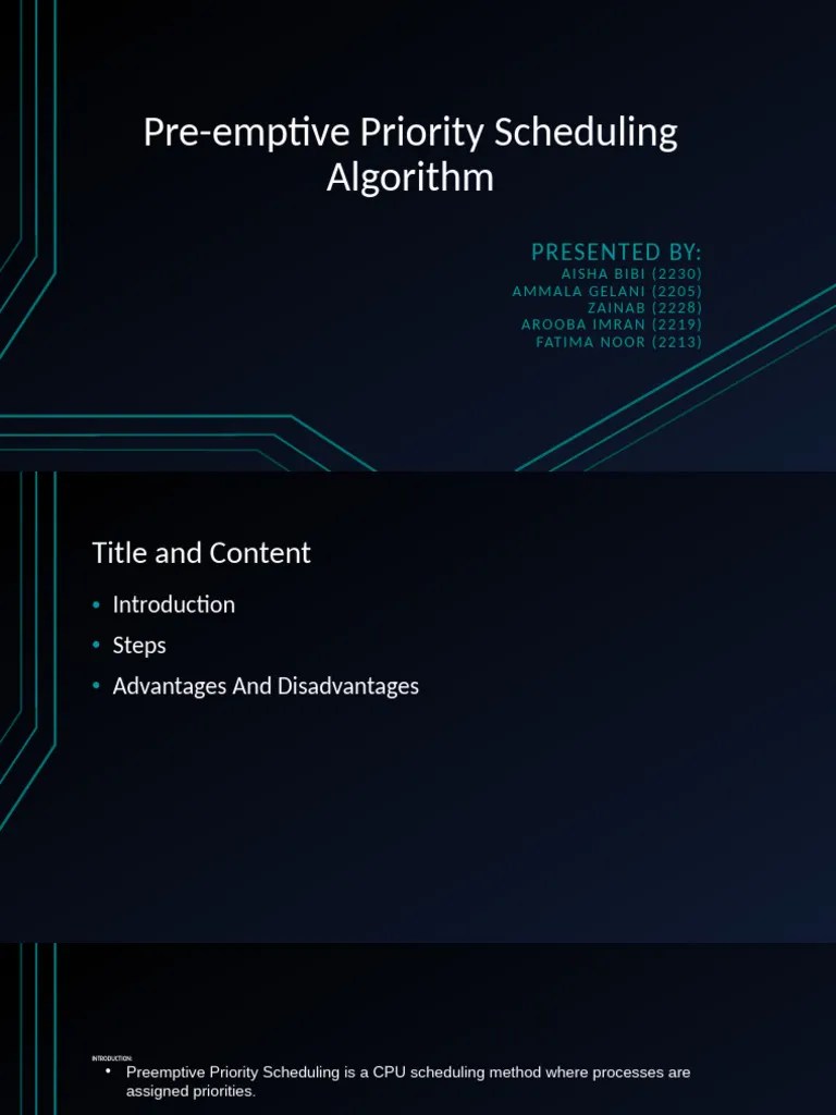 Pre-emptive Priority Scheduling Algorithm | PDF | Scheduling (Computing ...