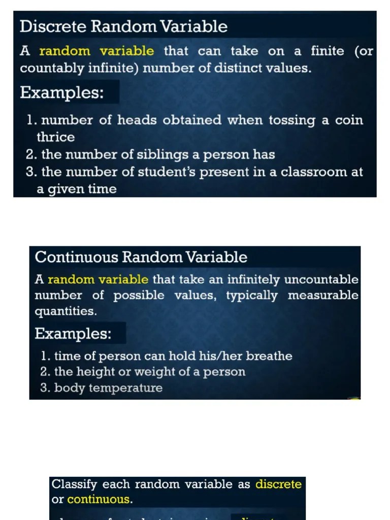 Discrete And Continuous Random Variable | PDF