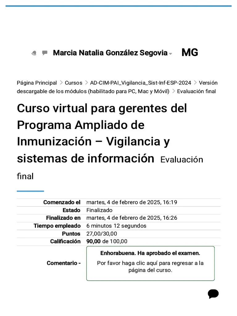 Evaluación Final - Revisión Del Intento - Campus PAHO | PDF | Vacunación | Vigilancia