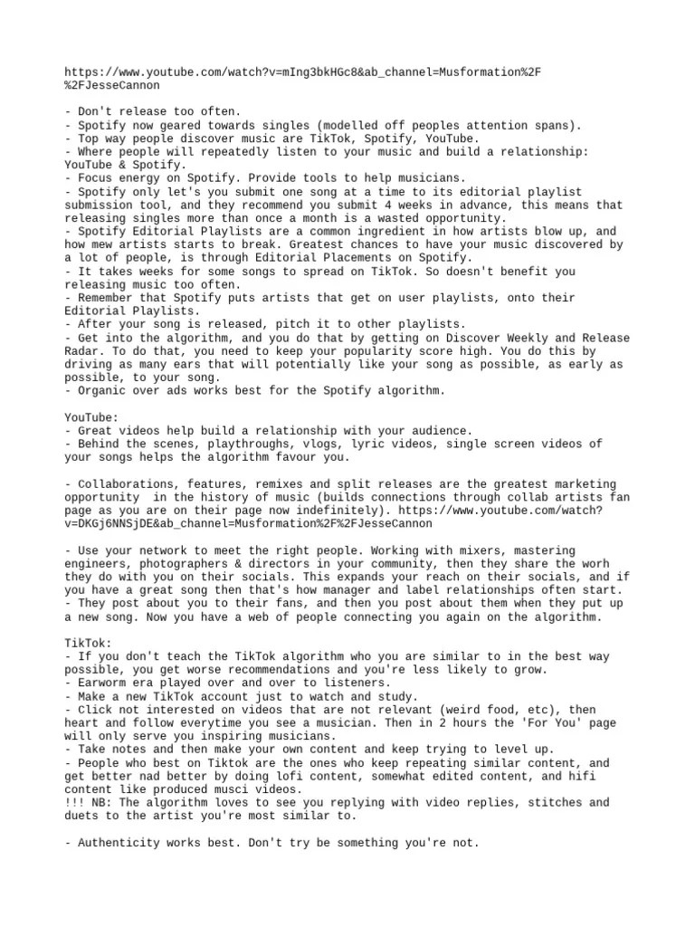 How Musicians Go From 0 To 1,000,000 Fans In 2024 | PDF | Spotify