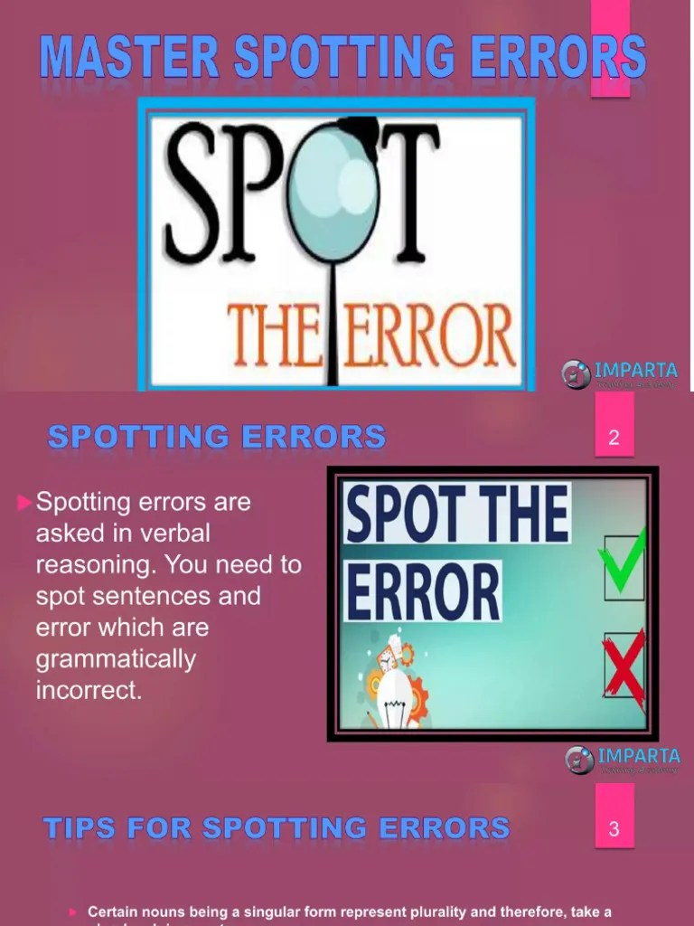Spotting Error Pdf
