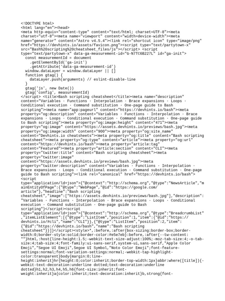 Bash Scripting Cheatsheet | PDF
