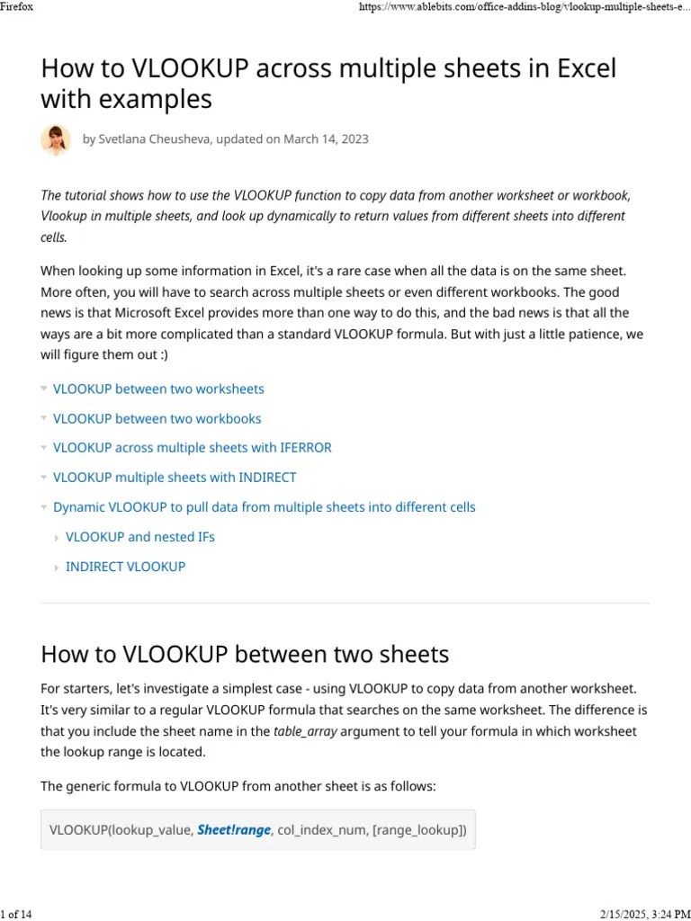 VLOOKUP Across Multiple Excel Sheets | PDF | Microsoft Excel | Spreadsheet