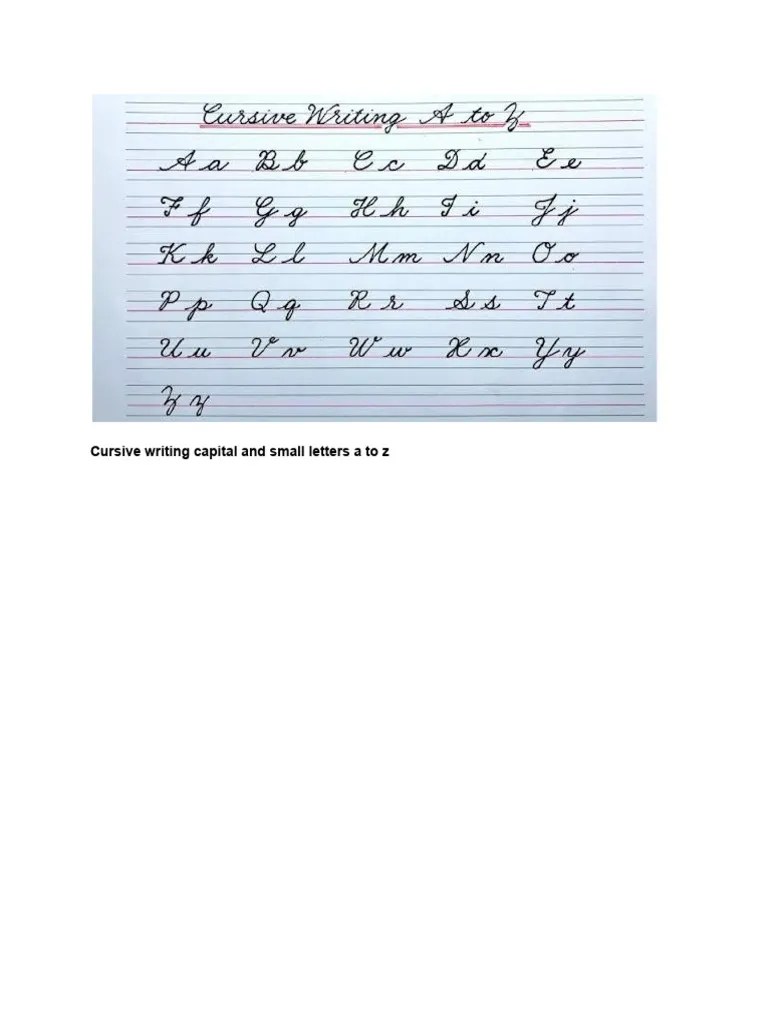Cursive Writing Capital And Small Letters A To Z | PDF
