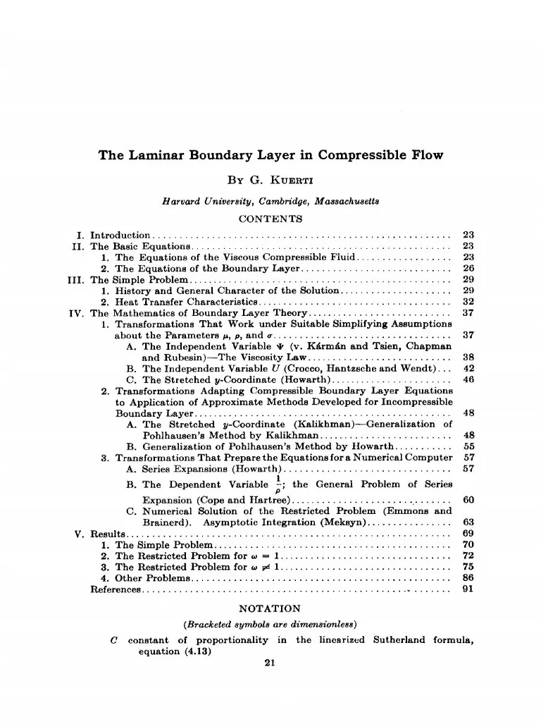 The Laminar Boundary Layer In Compressible Flow-Kuerti1951 | PDF ...