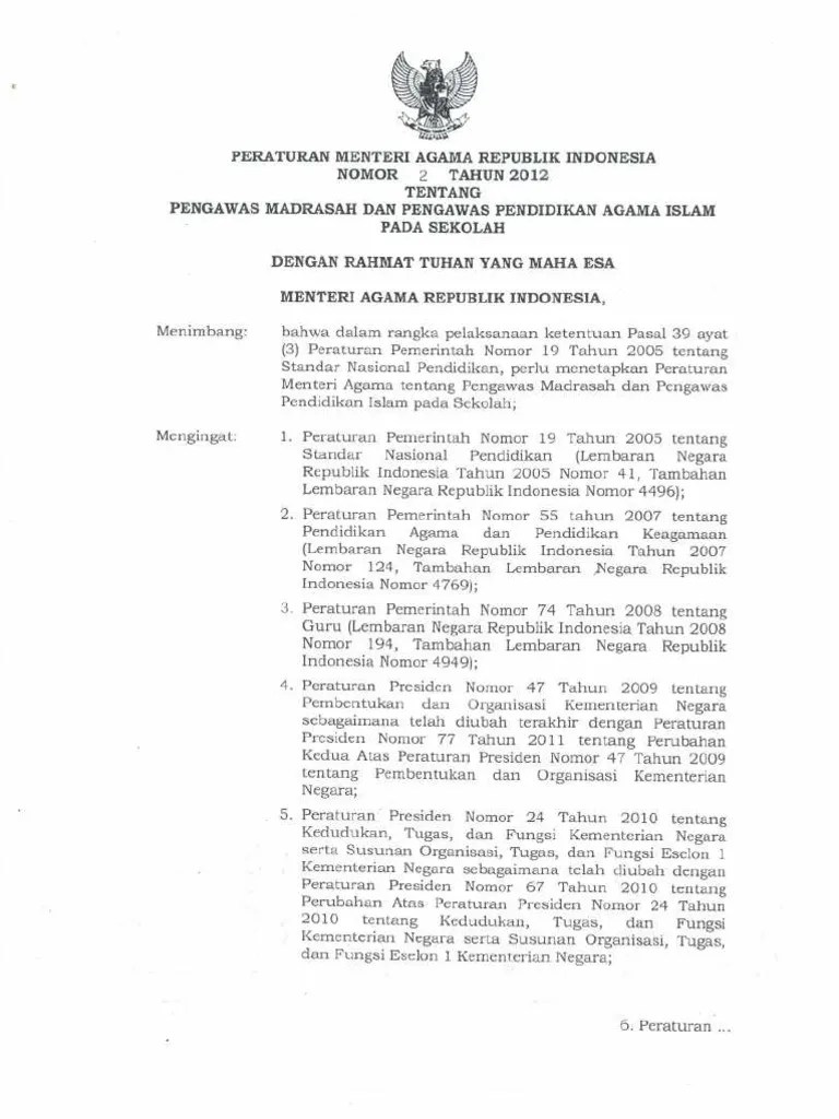 Peraturan Menteri Agama No 2 Th 2012 Tentang Pengawas Madrasah Dan Pengawas Pendidikan Agama Islam Pada Sekolah Pdf 2 tahun 2012 masih yang menimbulkan permasalahan.