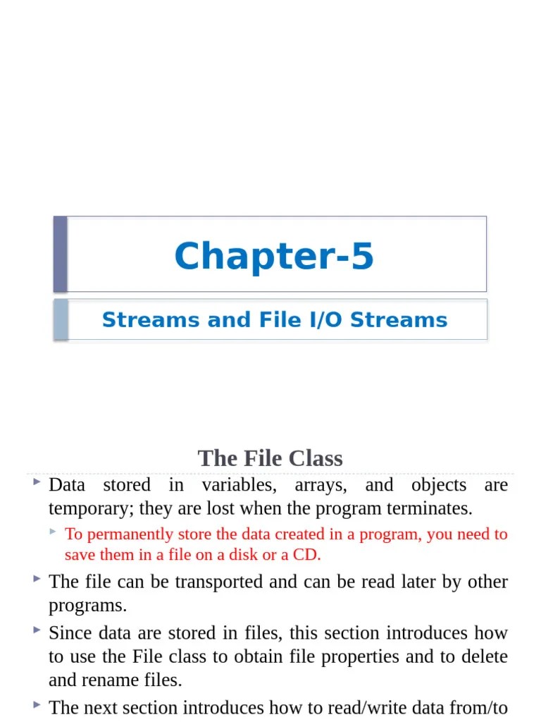 Chapter 5 IO Files | PDF | Computer File | Input/Output