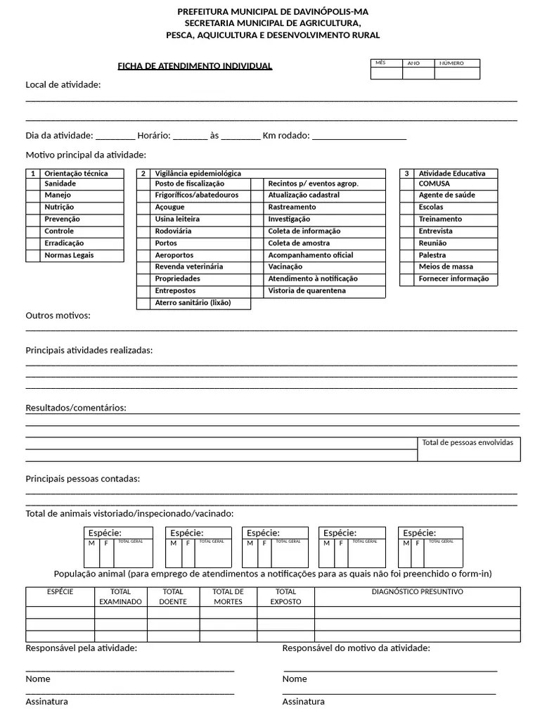 Ficha De Atendimento Individual | PDF