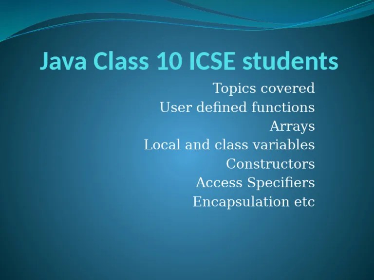 Java Class 10 ICSE Students | PDF