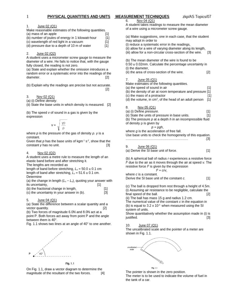 Physical_quantities_and_Units,__Measurement_techniques | PDF | Observational Error | Pressure