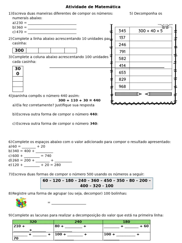 Atividade De Matematica Pdf