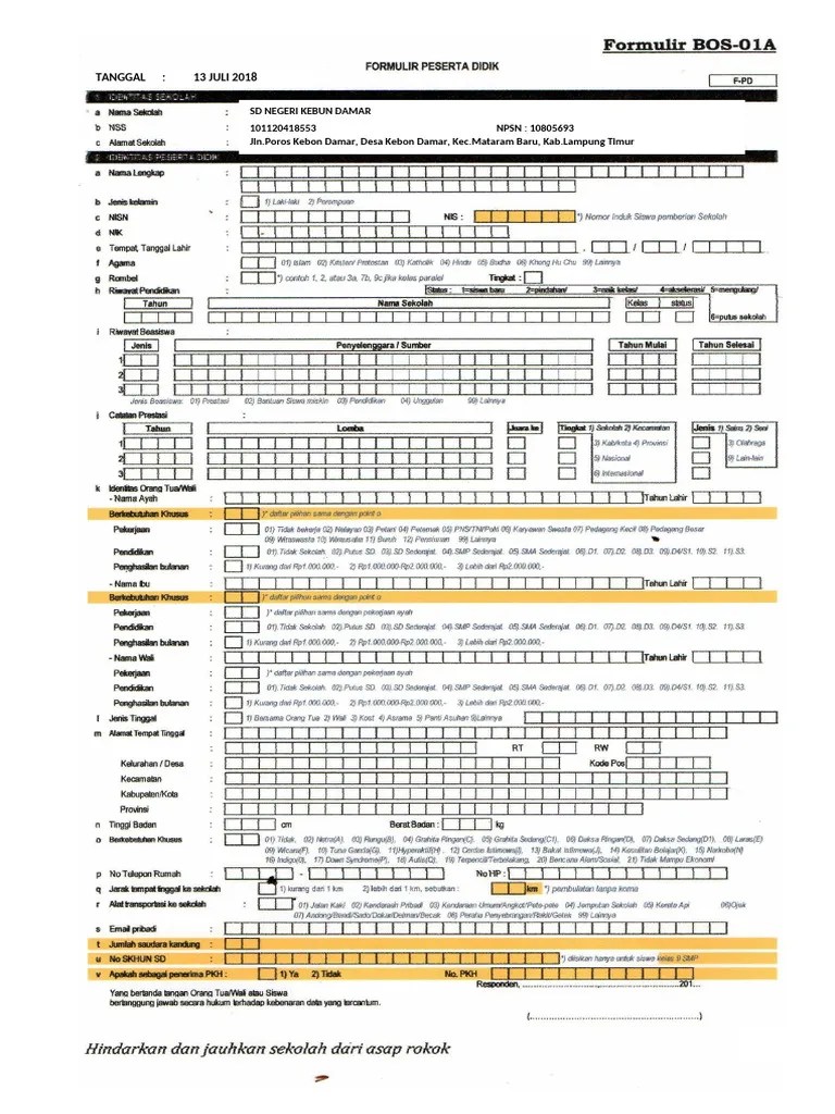 Formulir Peserta Didik Pdf
