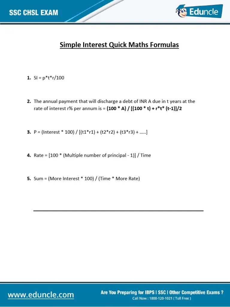 Simple Compound Interest Formulas PDF | PDF