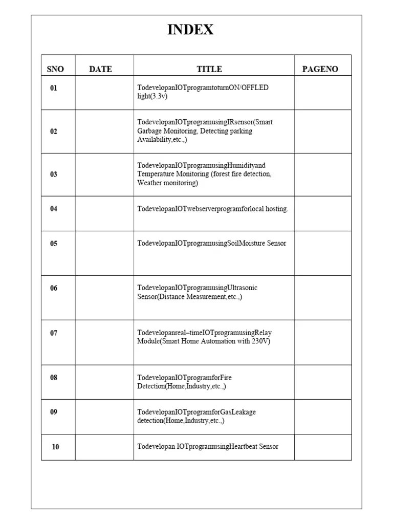 IOT Lab Manual | PDF | Arduino | Sensor