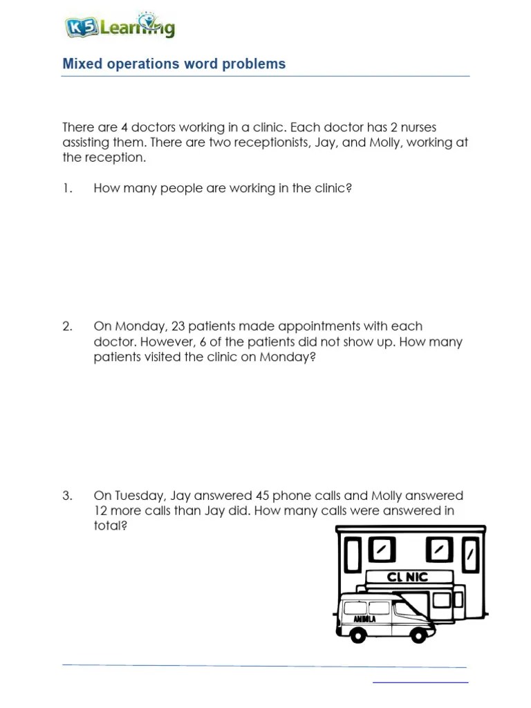 Grade 4 Mixed Operations Word Problems Pdf