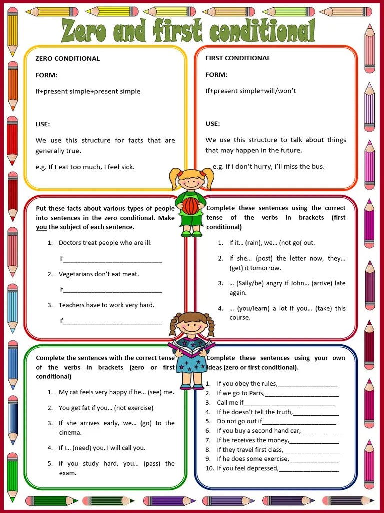 Zero And First Conditional Exercises Pdf Language Families Languages