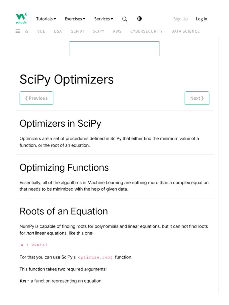 SciPy Optimizers 5+ | PDF | Zero Of A Function | Mathematical Optimization