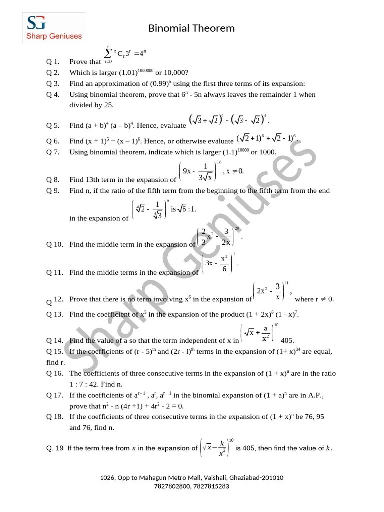 Binomial Theorem | PDF | Combinatorics | Numerical Analysis