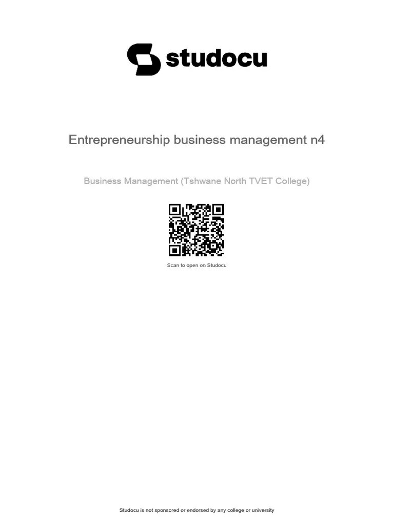 Entrepreneurship Business Management N4 | PDF | Entrepreneurship | Risk