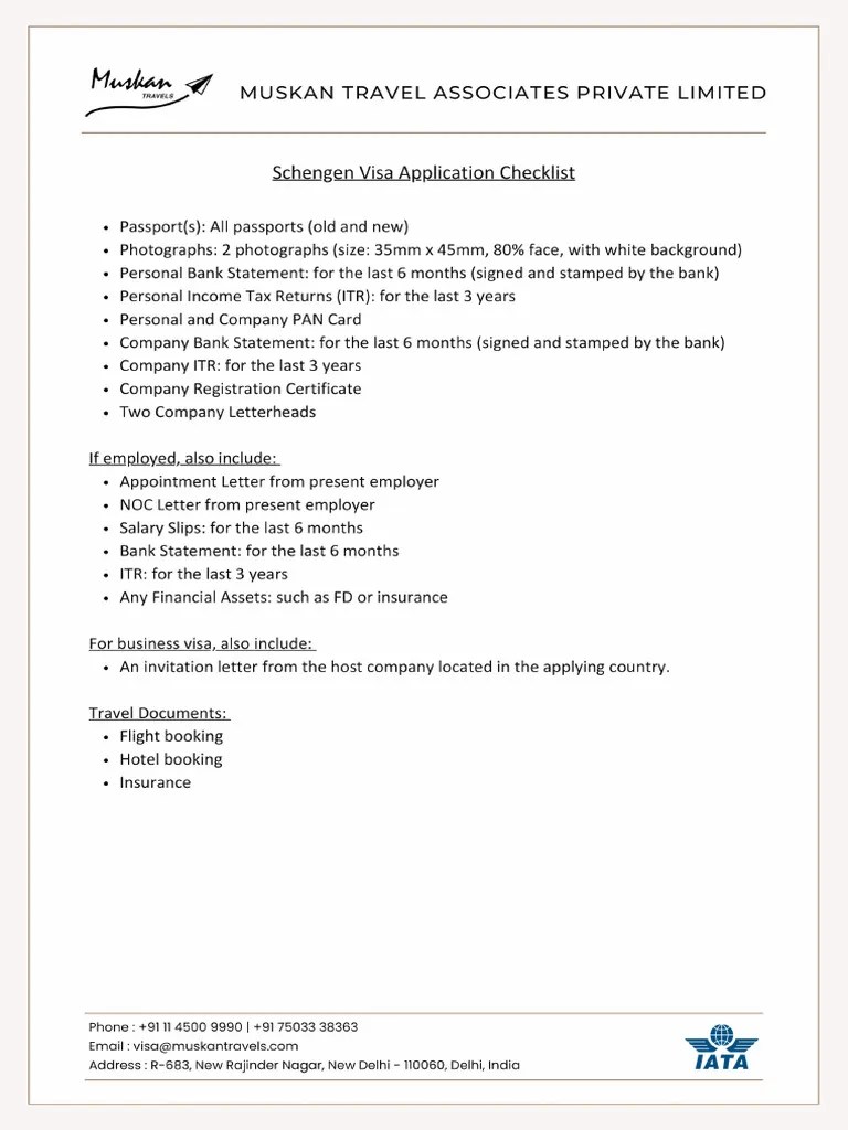 Schengen Visa Checklist | PDF