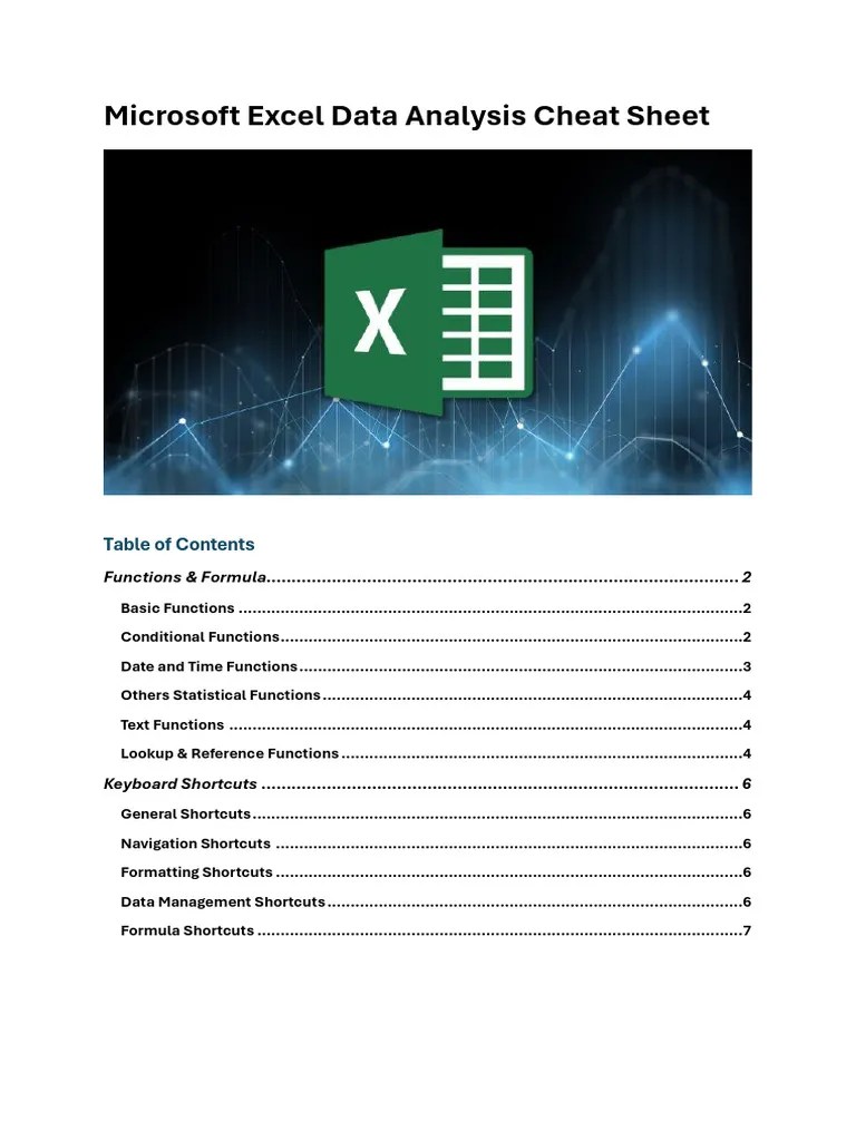 Excel Data Analysis Cheat Sheet | PDF | Standard Deviation | Computing