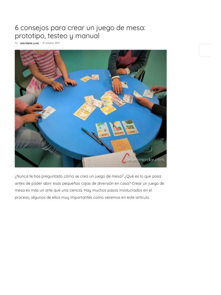 6 Consejos Para Crear Un Juego De Mesa_ Prototipo, Testeo Y Manual - Bebé A Mordor | PDF