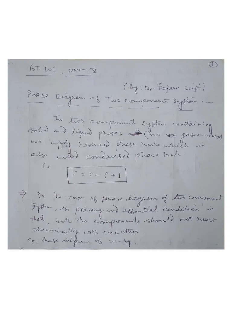 Phase Diagram Of Two Component System | PDF