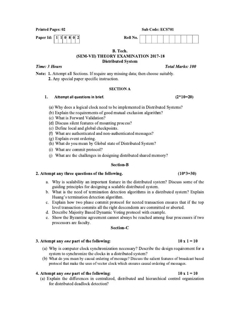 Btech Cse 7 Sem Distributed Database V2 2011 Pdf Pdf Databases - Best City Images in 8K