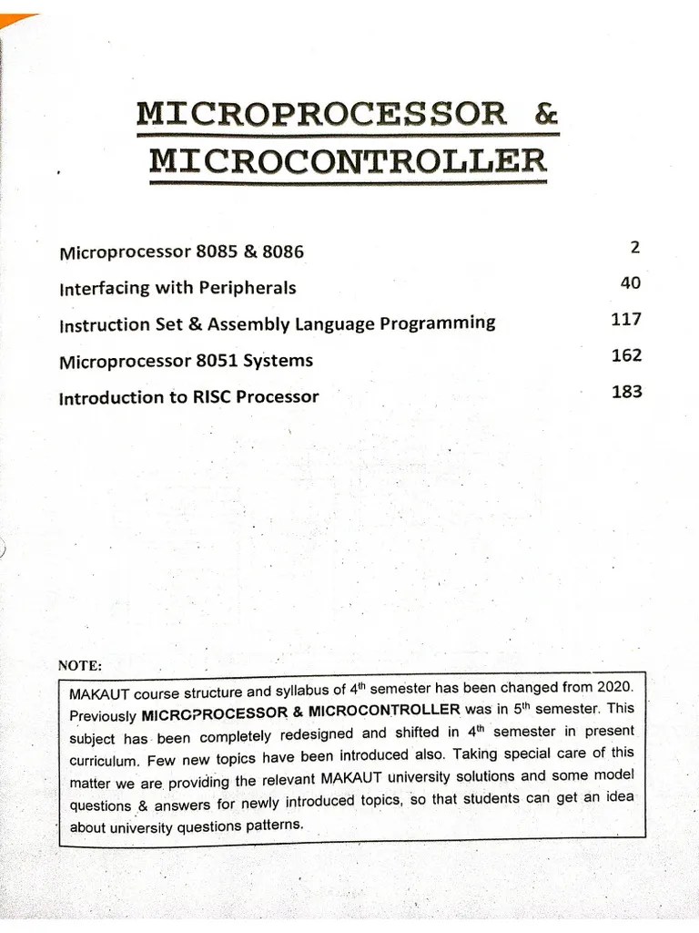 Microprocessor & Microcontroller 4th Sem | PDF